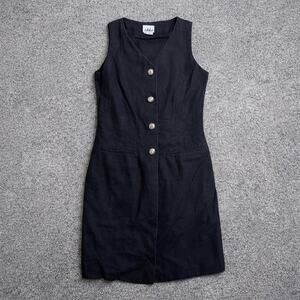 Sake Black Linen Blouse Womens Size 10 100 Linen Dress Shirt Lightweight Classic